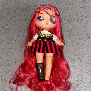 Pirate Doll with Red Hair and Striped Outfit